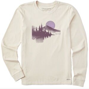 Life Is Good Women's Watercolor Lakeside Long Sleeve Crusher Tee XXL - NWT